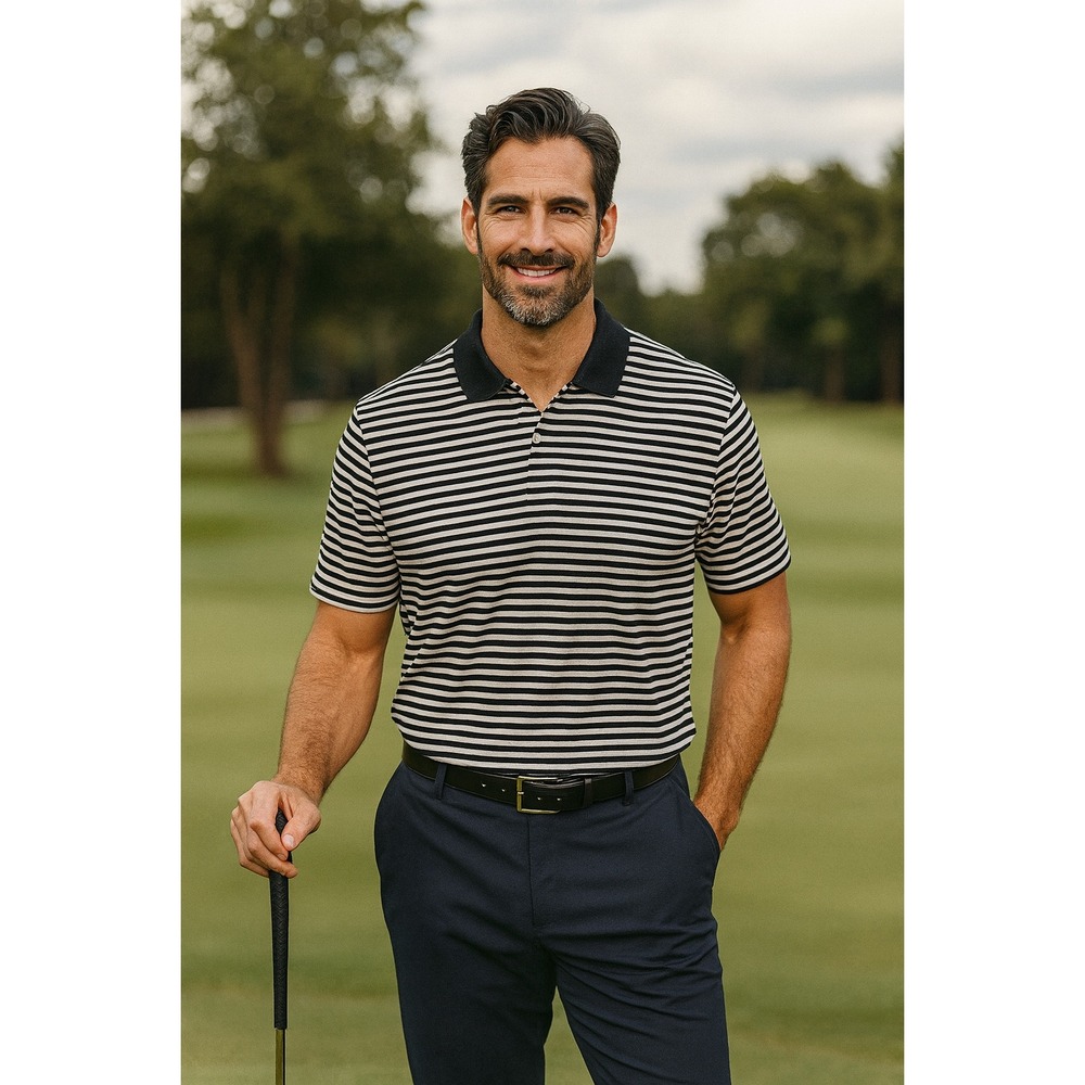 Bobby Jones Mens 2XL Striped Polo Shirt Golf Athleisure Short Sleeve